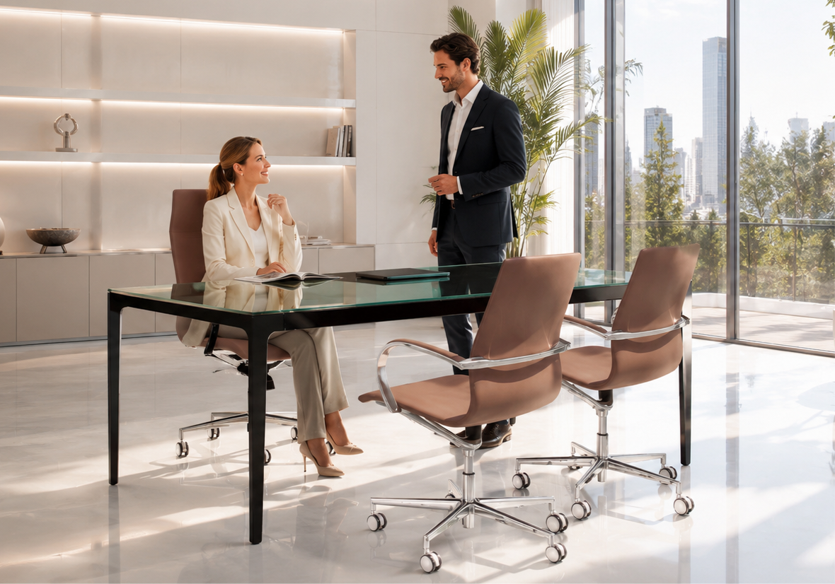 Linea Plus piano in vetro temprato per ufficio direzionale